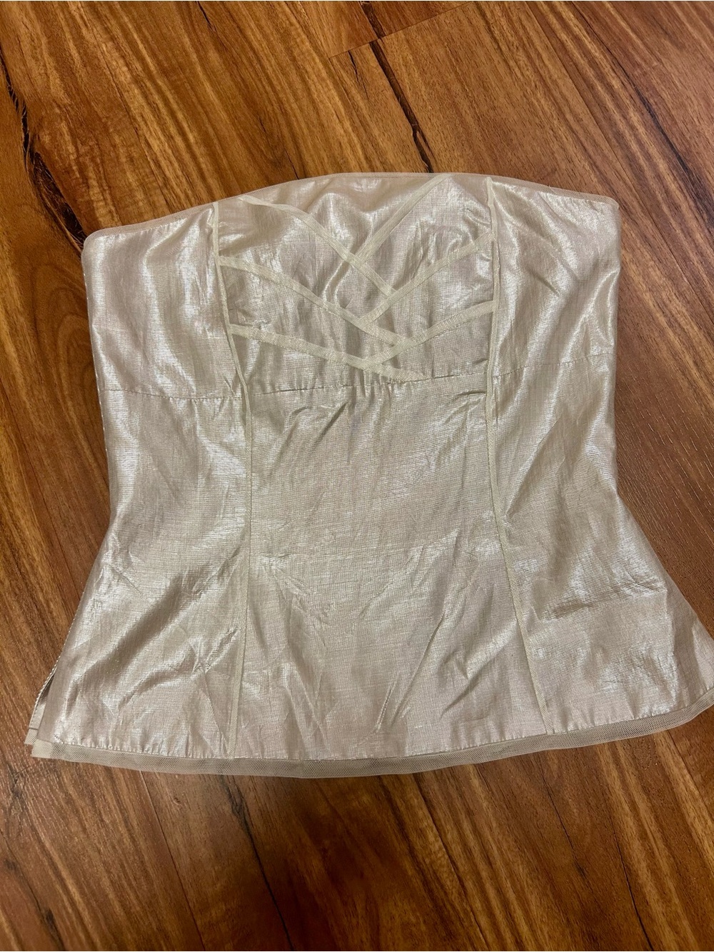 Strapless Ivory Satin Bustier Top